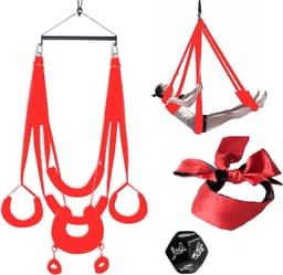 Sex Schommel - Sex Swing Extra Stevig – Seksschommel Met Blinddoek – Seksspeeltjes voor Koppel – Seks Schommel BDSM – Erotiek Toys - Sex Sling – Love Swing – Discreet Verpakt - Rood — thumbnail 1