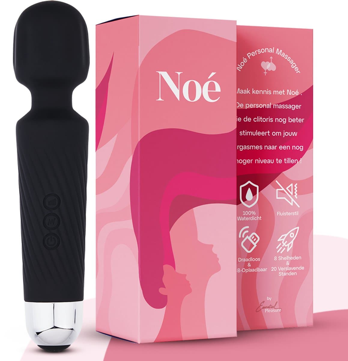 Essential Pleasure Noé - Magic Wand Vibrator - Massagestaaf met Clitoris Stimulator – Vibrators voor Vrouwen – Zwart — afbeelding 1