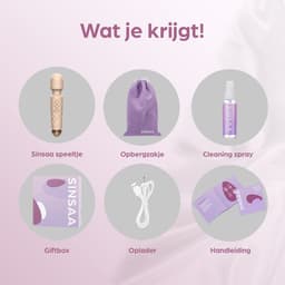 Sinsaa Vibrators voor Vrouwen - Clitoris Stimulator - Clitoris Vibrator - Sex Toys voor Vrouwen - Sexspeeltjes voor Koppels - Magic Wand Vibrator - Fluisterstil - Waterdicht - Incl. Cleaning Spray - Giftset - Beige — thumbnail 9