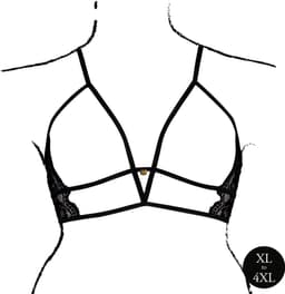 Open Cup Triangle Bra with Lace and Adjustable Sliders - Plus Size - Black — thumbnail 2