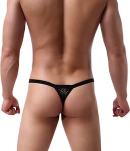 Heren Fishnet String – Transparant Zwart – Sexy Ondergoed voor Mannen – Verleidelijke Lingerie - Doorzichtig - Maat L — thumbnail 2