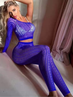 Snapshot - #hotterthanhot - Erotische Visnet Panty en Topje - One Size - Blauw — thumbnail 4
