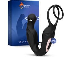 Sensual Desire® 360º Pulse – Prostaat Stimulator met Cockringen – 9 Roteer & Vibratiestanden – Prostaat Vibrator voor Mannen - Sex Toys voor Koppels – Anale speeltjes – Inclusief Erotische Luisterverhalen