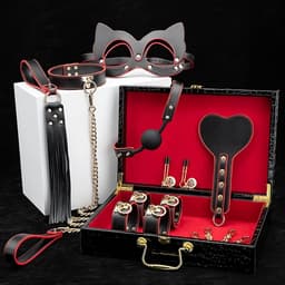 Zora Welles - BDSM set voor beginners - BDSM Extreem - BDSM Set Leer - BDSM Masker - BDSM Handboeien - BDSM Zweep - BDSM Set Mondbal met luxe opbergkoffer en meer! — thumbnail 3