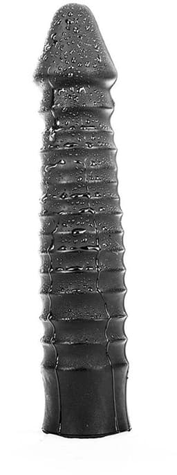 All Black Zwarte grote dildo met geribbelde schacht — thumbnail 8