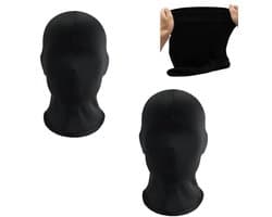 2 Stuks - zwarte - volledige gezichtsmaskers gezichtsloze huid maskers - Halloween cosplay spandex kapmasker-Halloween hoofddeksel