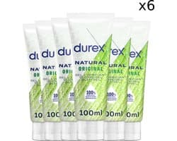 Durex Glijmiddel Natural - 100% natuurlijk - waterbasis - 6x 100 ml voordeelverpakking