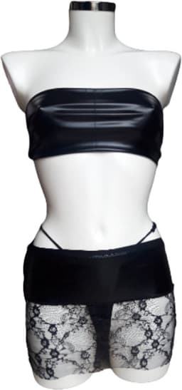 Sexy Lingerie S/M Erotische dames kleding set ondergoed string kostuum shiny nep leer Rok String Lak glans shiny Gogo Dancing paal dans pak sexy kleding dames erotiek lingerie set — thumbnail 1