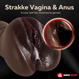 Quick Relief Kira™ - Masturbator - Pocket Pussy - 2 in 1 Vagina en Anus - Sex Toys voor Mannen - Realistisch - Zwart — thumbnail 11