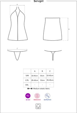 Obsessive Serveerster - Erotische Rollenspel Kleding - Maat S/M - Zwart — thumbnail 5