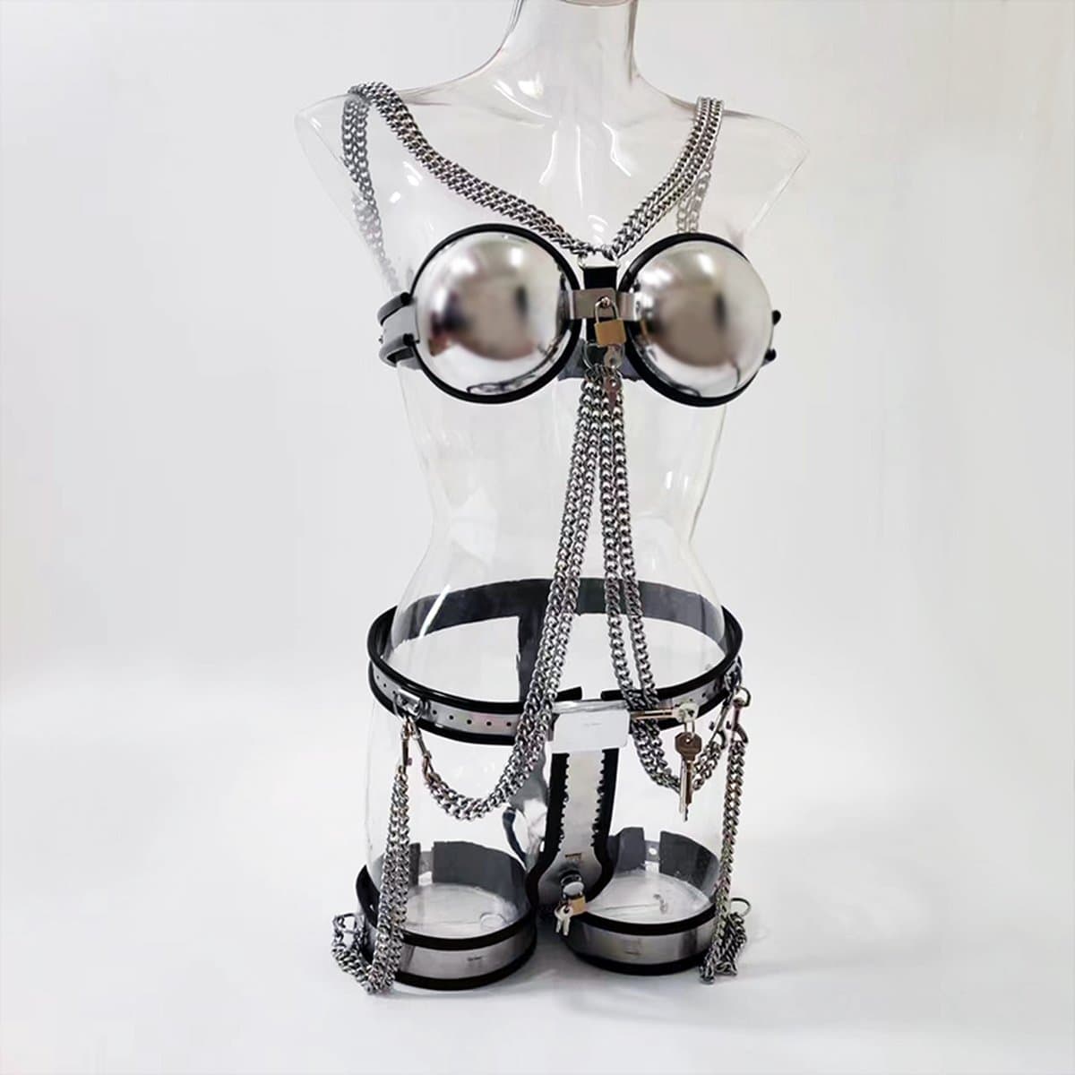 Prolink Novelties® - Chastity set Waist Belt - voor vrouwen - BDSM - bestaande uit 3 delen - stainless steel — afbeelding 1