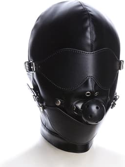 Smooth Leatherlook SM Fetish Gagball Masker Zwart - Spannend voor koppels - Masker - Sex speeltjes - Sex toys - SM toys - Erotiek - Bondage - Sexspelletjes voor mannen en vrouwen – Seksspeeltjes - SM masker - Fetish masker - Gagmask - Bondage masker — thumbnail 1