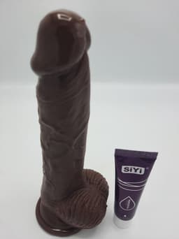 Erodit® Brown Chocolate Dildo, 20 cm, realistische penis met balzak- stevige zuignap, Dildo mannen Anaal- vaginaal, xxl Dildo met zuignap – unisex- Sekstoys- seksspeeltje voor man en vrouw. met glijmiddel — thumbnail 1