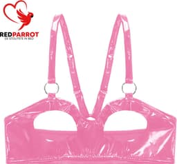 Beha Open Borsten - Latex Wetlook - Roze - Tepels — thumbnail 2