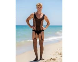 LekkerStout Jarretelbody voor Hem - Zwart - Sexy Herenlingerie | S-L | ( LS156 )