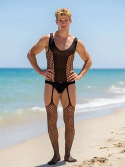 LekkerStout Jarretelbody voor Hem - Zwart - Sexy Herenlingerie | S-L | ( LS156 ) — thumbnail 1