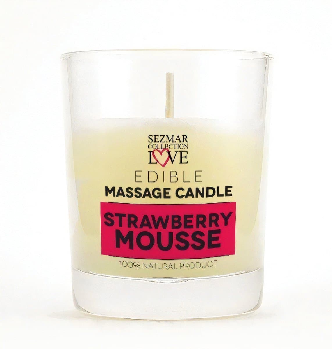 Love – Sezmar Collection Edible Massagekaars 100% Natuurlijke Verwenning | Strawberry Mousse | Voor Romantische Avonden en Zoete Verleiding – 100 ml — afbeelding 1
