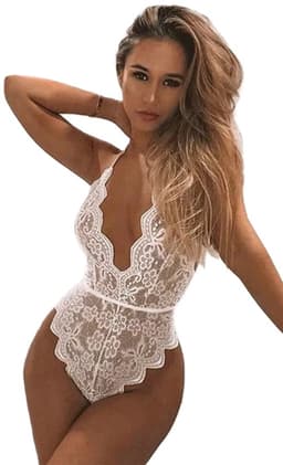 Erotische Body I I Bodystocking Lingerie Body Kostuum I Sexy Erotisch Ondergoed I Maat M-L I Wit — thumbnail 2