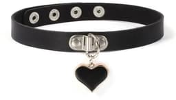 Choker met hart zwart – Gothic PU-leer Halsketting – Verstelbaar – Geschikt voor 40 cm hals — thumbnail 2