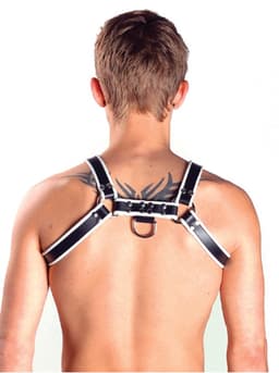 Mister b leather chest harness black-white xl — thumbnail 2