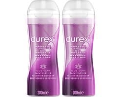 Durex - Massage Olie en Glijmiddel - 2-in-1 - Aloë Vera - 200ml x2