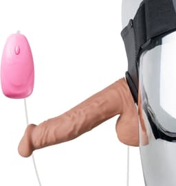 Realistische Vibrerende Strap-On Dildo met Balzak – Harnas Inclusief – Voor Koppelplezier & Rollenspel — thumbnail 2