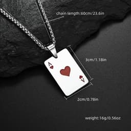 Livano Ketting - Heren - Staal - Nep zilver - Met Hanger - Schoppen — thumbnail 3