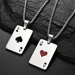 Livano Ketting - Heren - Staal - Nep zilver - Met Hanger - Schoppen — thumbnail 2