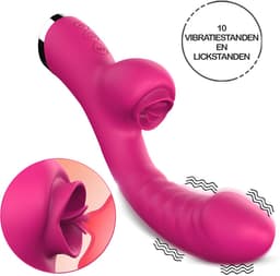 Desiredrops® - Roze Dubbele Penetratie Vibrator - Luchtdruk Vibrator - Clitoris & G Spot stimulator - Krachtig - Vibrators - Vibrators voor vrouwen - Sex toys - Vibrator-Discreet Bezorgde -Licking Sucking - sex speeltjes vrouw — thumbnail 2