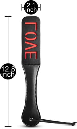 BDSM Paddle LOVE – Zwart/Rood – PU Leer – Spanking Speeltje voor Koppels & Roleplay — thumbnail 5