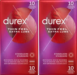 Durex - Condooms - Thin Feel - Extra Lube - 2x 10 stuks — thumbnail 1