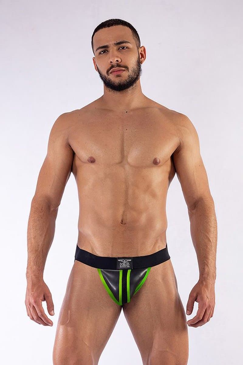 Mister B _ Neopreen jockstrap - Zwart - Neon - XS — afbeelding 1
