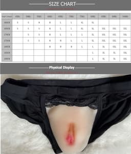 Slip met geïntegreerde 100% hypoallergene medische siliconen - L - zwart - kanten details - realistisch - nepvagina - kunstvagina - onderlichaam - erotisch ondergoed - geslachtsdeel - cosplay - transgender - femboy - clitoris - elastisch - vulva - — thumbnail 2