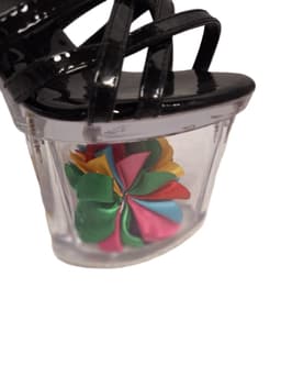 JUMEX-EROTIC PUMP-GLAZEN PLATEU-015CM HEEL-BLACK/FLOWER-38 — thumbnail 5