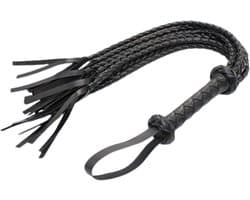Multistring Seks zweep Deluxe 78 CM - Seks - Sex - Sekszweep - SM - BDSM - Zwart - Leer - Leder