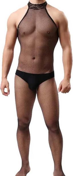 LekkerStout Doorschijnende Bodysuit - Zwarte - Sexy Herenlingerie | S-L | ( LS170 ) — thumbnail 3