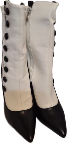 RUON-ENKELLAARSJE IN WHITE LEDERLOOK -BLACK DETAILS-NAALDHAK 9 CM-41 — thumbnail 5