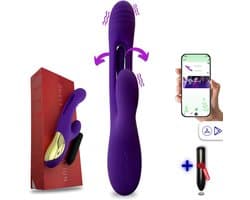 Vibrator met App - Sex Toys voor Koppels - 3 in 1 Rabbit Vibrator - Clitoris Stimulator & G-Spot - 21 Standen - Inclusief Mini Vibrator - Waterdicht -