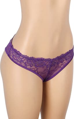 Zeloria Kanten Slip met Open Kruis en Strikdetail – Paars – Dames Lingerie Slip met Bandjes – S — thumbnail 6