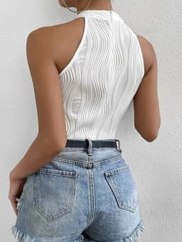 Body Dames – Elegante Witte Halter Body – Luxe Kwaliteits Bodysuit – Sexy Festival Look – Clubwear – Verfijnde Witte Lingerie Top – Stretch & Shaping – Lingerie Body Erotisch – Sexy Body – Bodystocking – Statement Piece – Maat XS/S, M, L, XL — thumbnail 4