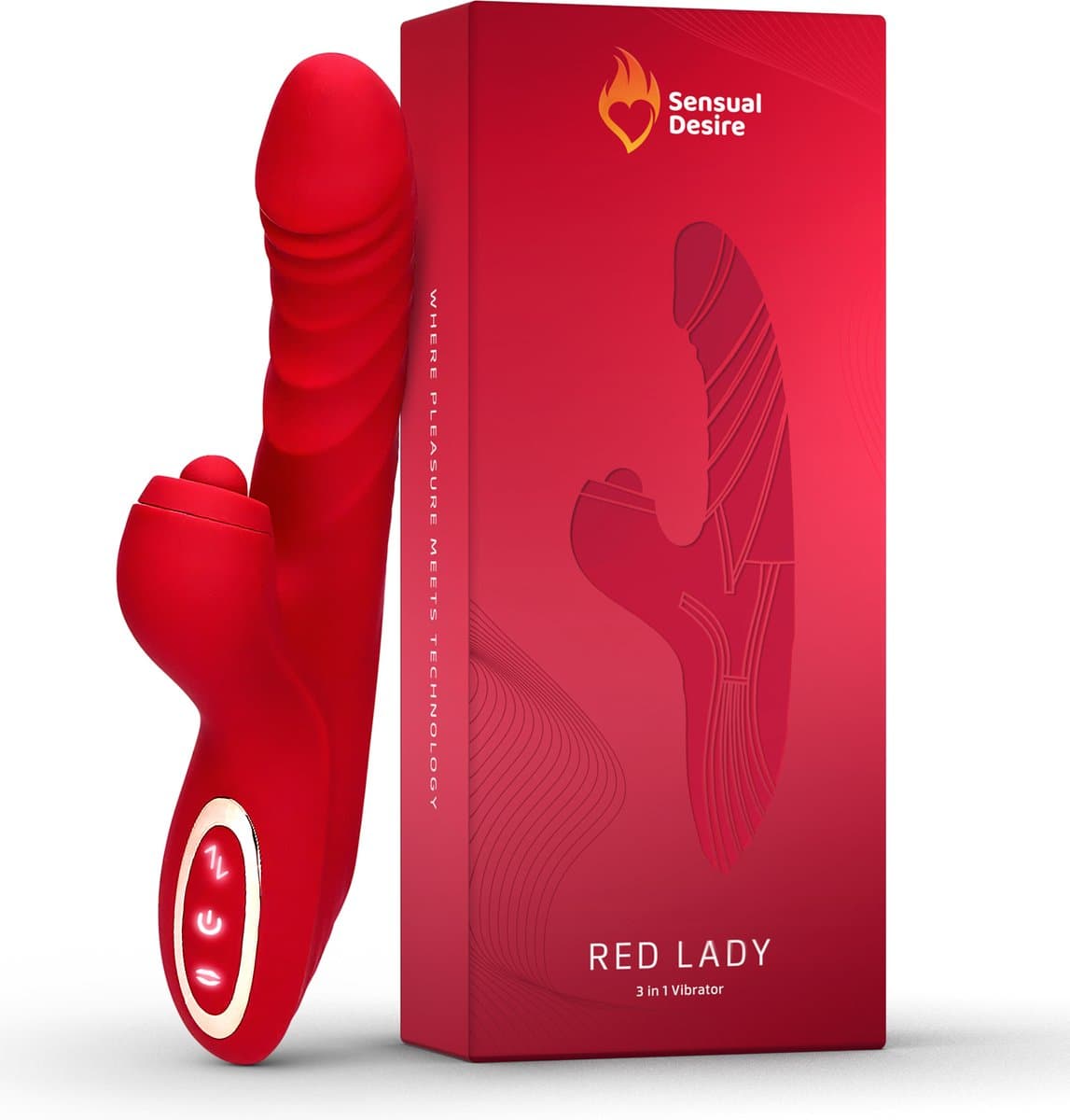 Sensual Desire® Red Lady – 3-in-1 Vibrator – Vibrators voor Vrouwen – 22 standen met Krachtige Stimulatie – Sex Toys voor Vrouwen – G Spot & Clitoris Stimulator – Stil & Waterdicht — afbeelding 1