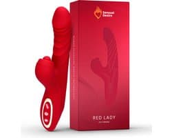Sensual Desire® Red Lady – 3-in-1 Vibrator – Vibrators voor Vrouwen – 22 standen met Krachtige Stimulatie – Sex Toys voor Vrouwen – G Spot & Clitoris Stimulator – Stil & Waterdicht