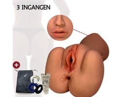 Pillow Pleasure® Olivia - 3-in-1 Pocket Pussy Basisbundel - Realistische Masturbator met Vagina, Mond & Anus - Inclusief Glijmiddel & Accessoires - Sexpop - Zelf aftrekken - Kunstvagina