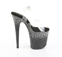 Pleaser - FLAMINGO808SPKL02 Sandaal met enkelband, Paaldans schoenen - US 7 - 37 Shoes - Zwart/Transparant — thumbnail 3