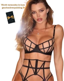 Luxe Lingerieset Dames – Lingerie Erotisch – Sexy Lingerie – 4-delige set – Zwart Kant – Lingerie Setje – Verleidelijke BH met Jarretels & Hoge Taille String – Sexy Lingerie – Chique – Luxe –Boudoir Look – Kinky – Erotisch – Maat XS/S, M, L — thumbnail 7