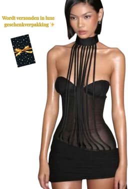 Erotisch Mesh Jurkje Dames – Sexy Lingerie Jurk – Sexy Lingerie Dames – Lingerie Erotisch – Transparante Clubwear – Luxe Gala & Festival Jurkje – Boudoir Look – Kinky BDSM Outfit – Verleidelijk Mesh Dress – High End – Dare to Undress – M, L — thumbnail 5