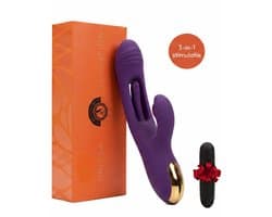 Vibrators voor Vrouwen – 3 in 1 Realistisch Rabbit Vibrator met Clitoris Stimulator & G Spot - Bullet Mini Vibrator - 21 Standen - Waterdicht