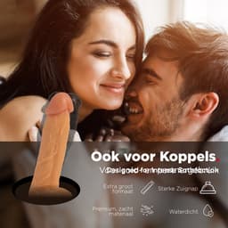 Rosebay Realistische Dildo 21 cm - Zachte Siliconen Dildo met Zuignap & Balzak - Dildo voor Mannen en Vrouwen - Wit — thumbnail 8