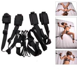 Zeloria Bondage Restraint Set – Verstelbare Hand- en Enkelboeien Voor Bed – BDSM Starter Set – Zwart — thumbnail 1