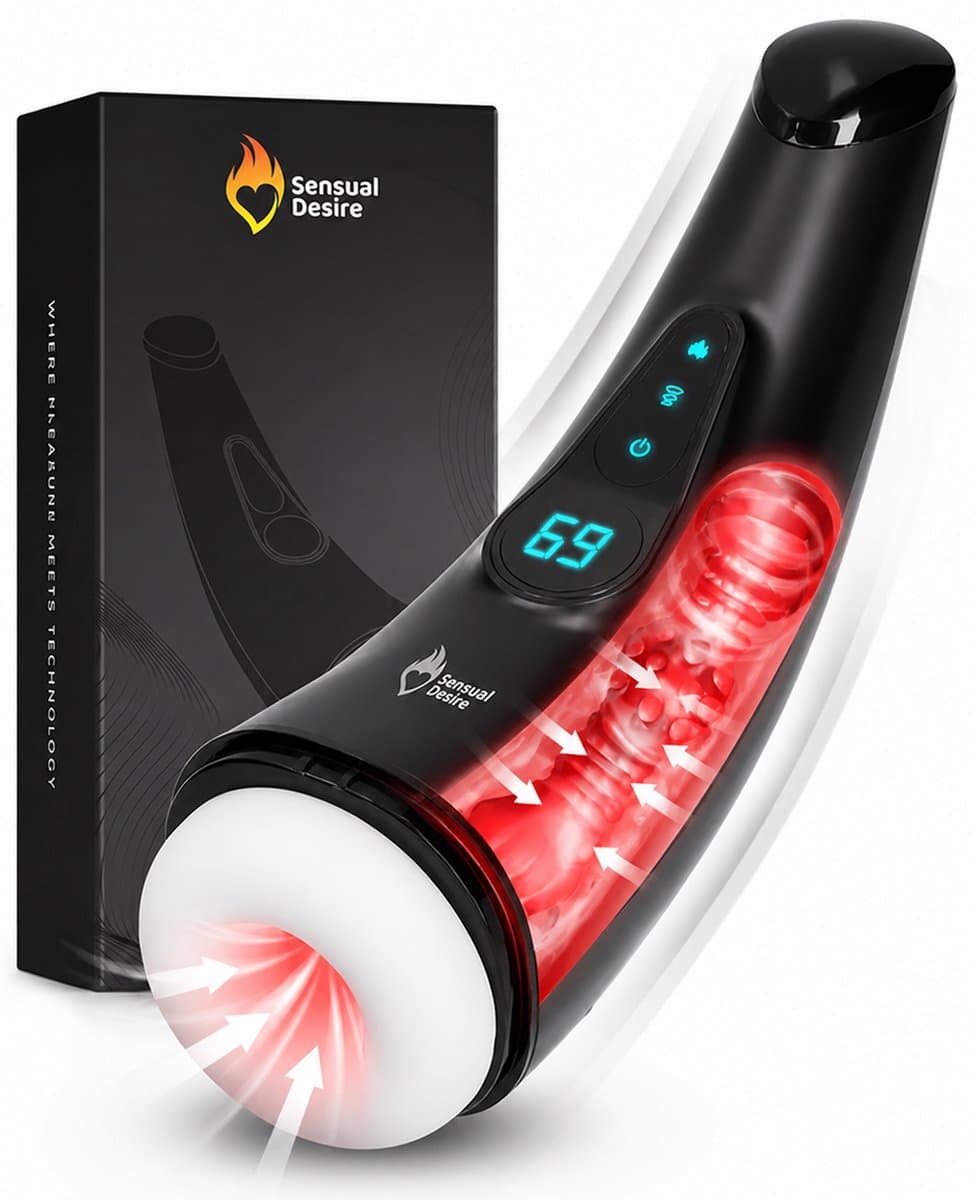 Sensual Desire® Pro Intense – Blowjob Simulator – Sex Toys voor Mannen Zelf Aftrekken – Pocket Pussy – Masturbator voor Man Automatisch – 18 Standen & Krachtige Zuigkracht – Verwarmend effect — afbeelding 1